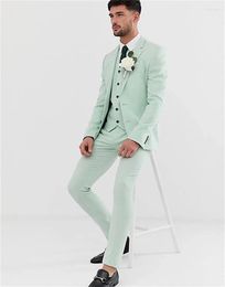 Costumes pour hommes Costume Homme Vert clair Hommes 3 pièces Veste Pantalon Gilet Été Slim Fit Mariage Tuxedos Groom Prom Blazer Terno Masculino