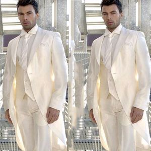 Costumes pour hommes Costume Homme Tailcoat Hommes Pour Mariage Longues Vestes Custom Made Groom Tuxedos Homme Blazers 3 Pièces Terno Masculino