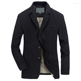 Trajes para hombres Blazer de algodón Primavera Otoño Hombres Chaqueta casual Abrigos Cargo Denim Tamaño 5XL Traje lavado Gabardinas Ejército Bomber Militar