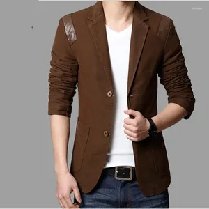 Costumes masculins Cotton Men décontracté Blazer Classic Luxury Slim Fit Couleur de couleur Couleur d'épissage Veste de grande taille