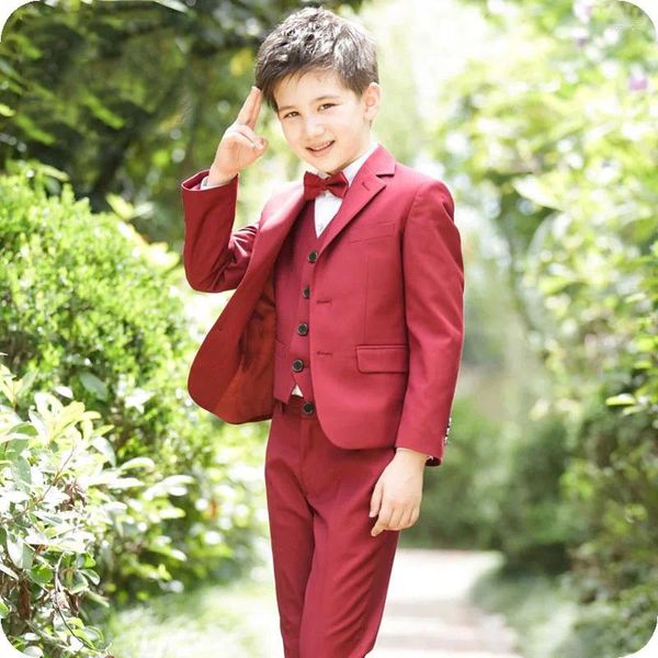 Trajes de hombre, traje de boda Borgoña hecho a medida para niños, traje de bodas, traje de boda para niños, chaqueta para correr para niños