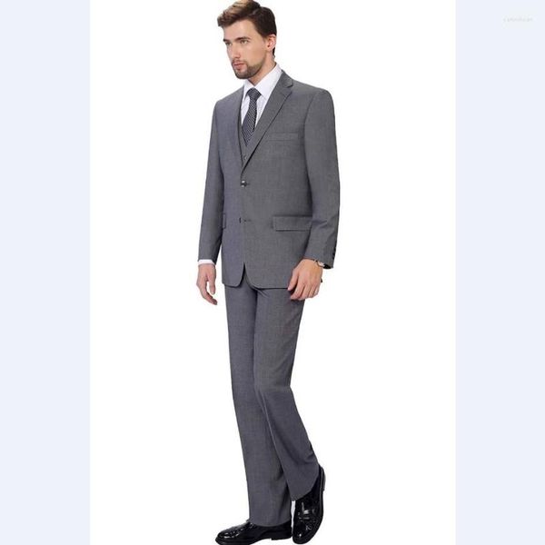 Costumes pour hommes sur mesure garçons d'honneur gris marié smokings revers cranté hommes mariage homme 3 pièces (veste pantalon gilet cravate) C827