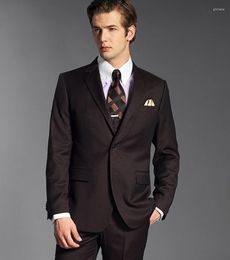 Abiti da uomo Custom Made Groomsmen Notch Risvolto Smoking dello sposo Cioccolato Mens Wedding Man (Jacket Pants Tie Hankerchief) B801