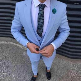 Herenpakken Maatwerk Lichtroze Groen Blauw Man Homme Revers Fitting Fijne Tux Bruidegom Pak Mannen Blazer Drie Stukken Terno Masculino