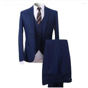 Herenpakken Custom Made Men For Wedding 3 Pieces Groomsmen Tuxedos Slim Fit Prom Party Business Suit (jas pant -vest)