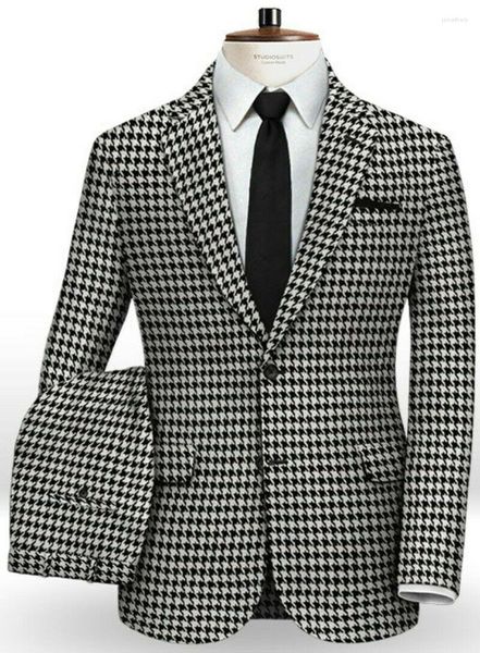 Costumes pour hommes sur mesure ensemble Slim Fit marié Tuxedos pour mariage bal formel pied de poule veste pantalon 2 pièces hommes