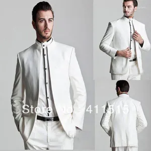 Costumes pour hommes / style sur mesure smoot de marié blanc de marié mandarin repeuple garrot mâles hommes pour tenue de mariage robe