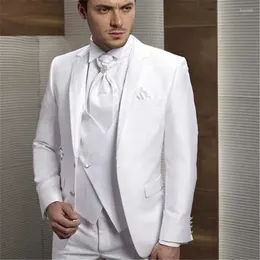 Männer Anzüge Nach Maß Weiß Satin Männer Für Hochzeit Hosen Bräutigam Smoking Kostüm Homme Blazer 3 Stück Slim Fit Terno masculino
