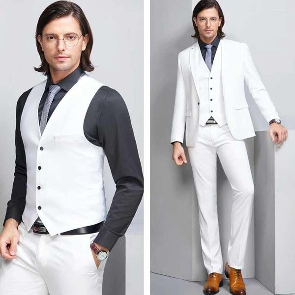 Costumes masculins Smooth White Groom Men pour mariage Blazers One Button 3 MODICE DERNIER PANTS PANTAL DES PANTES PLUS TAILLE