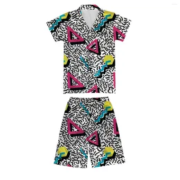 Herenpakken Aangepaste Dames Kid Heren Pyjama Set Native Print Stijl Volledig Satijn Zijden Top Broek Nachtkleding Nachtkleding