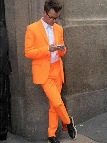 Costumes pour hommes Personnalisez la robe de soirée pour hommes orange Toast Beau marié Tuxedos Travail Vêtements d'affaires (Veste Pantalon Noeud papillon) OK: 055