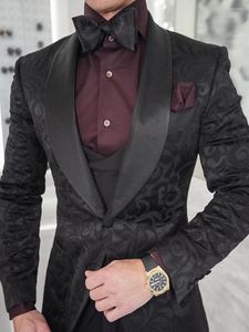 Herenpakken Aangepaste herenpak Jacquard Groom Tuxedos Jacket Blazers Halloween -kostuum Elegant voor Luxury Man Suit's Wedding 51