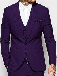 Costumes pour hommes personnalisés pourpre veste de costume pour hommes Blazers Costume Halloween Elegant for Luxury Man Suit's Wedding Three Piece 65