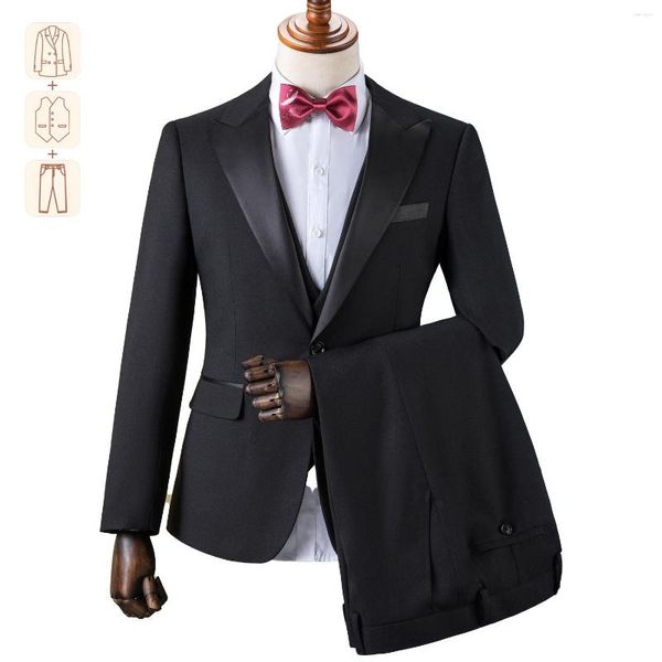 Costumes pour hommes (tailles personnalisées) Costume Premium Mens British Slim Fit Mariage 3 pièces Tour Épicerie Banquet Robe de soirée pour hommes