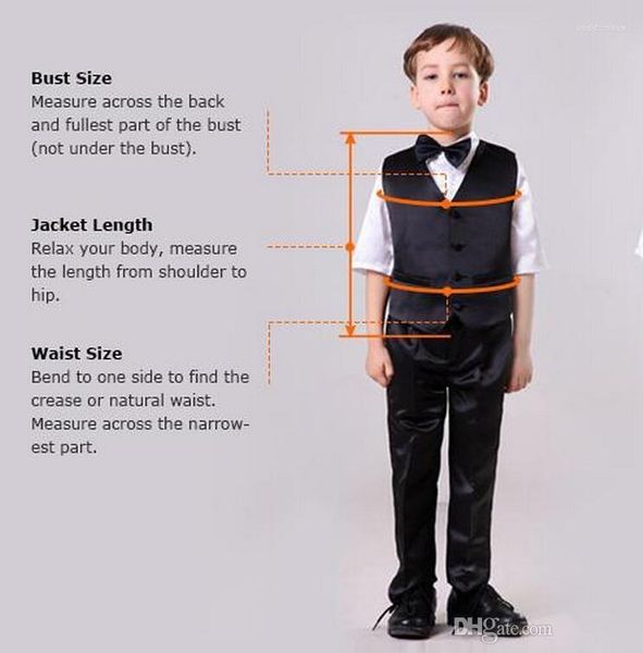 Costumes pour hommes Costumes pour hommes sur mesure Tuxedos de mode pour enfants Ensemble de vêtements formel classique pour garçon à fleurs (veste, pantalon, gilet à cravate)