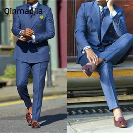 Trajes para hombres azul oscuro formal formal para hombres viajes para hombres dos piezas Notched Wedding Bode Buxedos Groom de vestir pantalones de vestuario