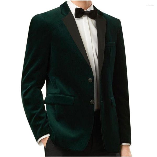 Costumes pour hommes Velvet vert noir hommes 2 pc