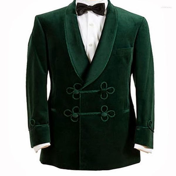 Costumes pour hommes Green Velvet Veste Veste de mode de mode décontracté Dîner Prom Partyjacket Vêtements 2023