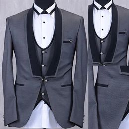 Costumes masculins gris foncé un bouton homme 3 pièces costume homme garnitures de mariage smoking terno masculino slim fit veste de veste de veste de veste