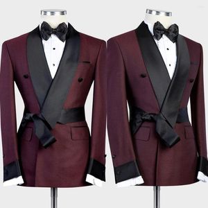Herenpakken donkere rode mannen pak jas op maat gemaakt één stuk op maat gemaakte knop heren blazer formeel werk draag causale bruidegom prom