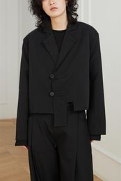 Herenpakken Dark Series 2023 Chinese stijl Asymmetrische schijf Buckle Short Suit Jack Custom Size Men's Top