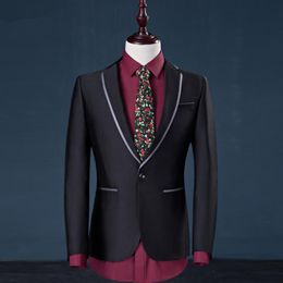 Trajes de hombre de diseño de moda de negocios marca hombres tejido estampado esmoquin Slim Fit fumar traje para fiesta de graduación o boda ropa de escenario 801 Blazers