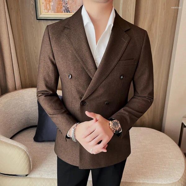 Trajes de hombre, chaquetas Blazer de doble botonadura para hombre, ropa Formal de negocios de alta calidad, ajuste limpio, abrigos elegantes de talla grande 4XL