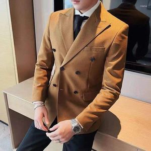 Costumes pour hommes costume à double boutonnage tenue décontractée d'affaires mince style anglais manteau fête bureau mariage homme