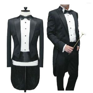 Herenpakken jurk voor man bruidegom lange tuxedo slanke fit zwarte blazer sets prom party bruiloft avondjurken 2 stuks aangepaste grote maat