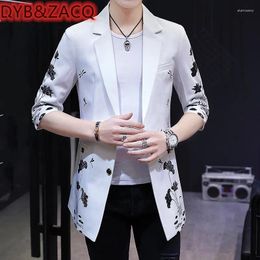 Trajes para hombres DYBZACQ Traje pequeño informal Top estampado Guapo 2024 Abrigo joven delgado de primavera y otoño