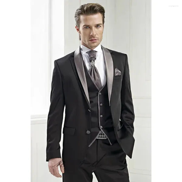 Trajes de hombre elegante y elegante para hombre, traje Formal de 3 piezas con solapa de muesca, traje masculino de un solo pecho, esmoquin informal elegante para novio, esmoquin de boda 2024