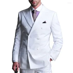 Costumes pour hommes Vêtements élégants pour hommes Blazer Blanc Fête de mariage régulière Couleur unie sur mesure Double boutonnage Revers Slim Fit 2023