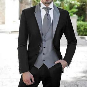Costumes pour hommes élégant pour hommes mariage revers col costume complet (veste gilet pantalon) 3 pièces ensemble marié mince 2023