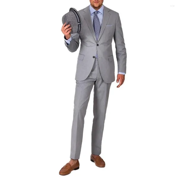 Costumes pour hommes Costume gris élégant Hommes Formel Business Blazer Party Mariage Marié Tuxedo Slim Fit 2 pièces Automne Veste Pantalon Costume Homme