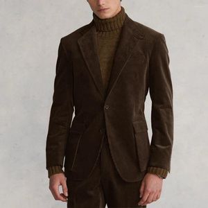 Herenpakken Elegant man Pak Corduroy Britse stijl tweedelig zakelijk zakelijke casual hoogwaardige volwassen mannenkostuumbroeksets