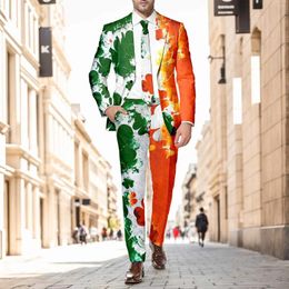 Costumes pour hommes veste élégante col rabattu coréen Slim Blazer carnaval irlande Festival tenue masculine grande taille