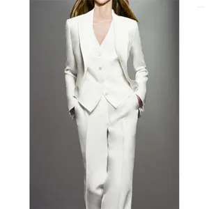 Herenpakken Elegante broek Set Fashion Notch Rapel White Blazer Pak Office Lady Formal Dress Casual Slim Fit Dames Sets 3 -stukje