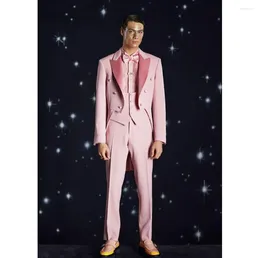 Trajes para hombres elegantes rosa rosa alta gama personalizada traje de 3 piezas pantalones blazer chaleco