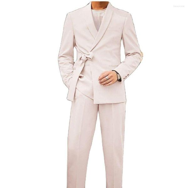 Costumes pour hommes élégant avec ceinture châle revers Costume Homme 2 pièces bal marié smoking pour mariage sur mesure Blazer veste pantalon