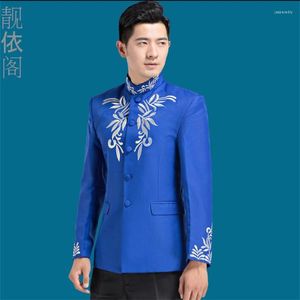 Herenpakken Borduren Blazer Mannen Formele Kleding Nieuwste Jas Broek Ontwerpen Pak Kostuum Chinese Tuniek Huwelijk Bruiloft Voor