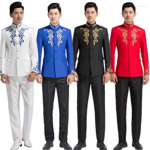 Trajes de hombre Chaqueta bordada Hombres Vestido formal Últimos diseños de pantalón de abrigo Traje Soporte de vestuario Cotejar Matrimonio Boda para hombres