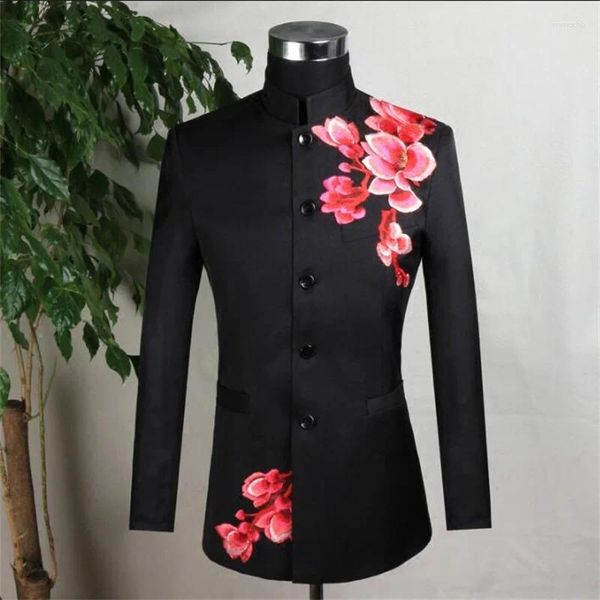 Trajes de hombre, chaqueta bordada, vestido Formal para hombre, últimos diseños de abrigo, traje de matrimonio, boda masculina para cuello negro