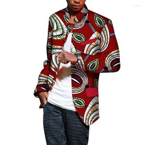 Trajes de hombre Blazer de lujo Causal Chaqueta de moda para hombres para Top de manga larga Dashiki Trajes de estampado africano de un solo pecho WYN476