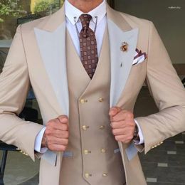 Trajes de hombre Moda 3 piezas Slim Fit Formal Business Esmoquin Caballeros Boda Novio (Blazer Pantalones Chaleco)