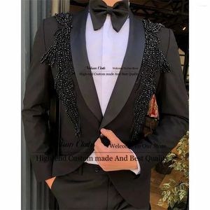 Costumes masculins fashion Black mâle de bal de bal de bal 2 pièces sets de marié smoking de mariage châle repeup