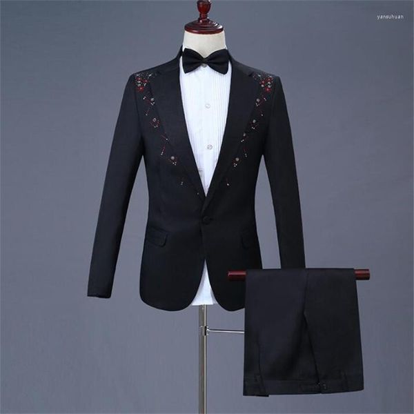 Trajes para hombre, moda, ropa blanca y negra, diseños para hombre, Terno para hombre, trajes de escenario para cantantes, chaqueta, Blazer de lentejuelas