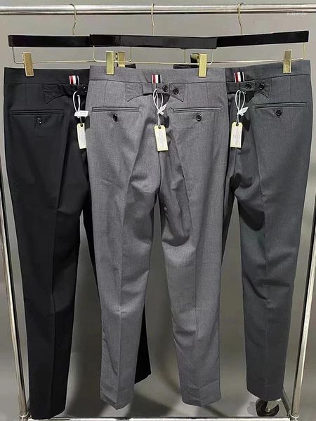 Trajes para Hombres Marca de Moda Clásico Traje a Rayas Pantalón Casual de Negocios Estilo Británico Color Sólido Talle Alto Pantalones de Pierna Recta Tendencia