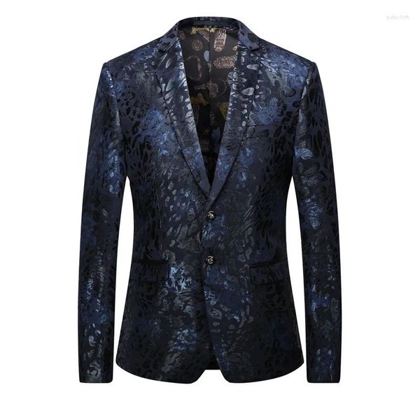 Trajes para hombres Moda Casual Dos botones Blazers para hombres Lujo Drapeado Corte Banquete Fiesta Suave Cómodo Caballero Terno Masculino