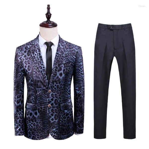 Costumes pour hommes Mode Eat 2 Pièces Hommes Costume Gentleman Tropical 3D Animal Imprimé Ensemble Slim Fit Formel Mariage Casual Fête