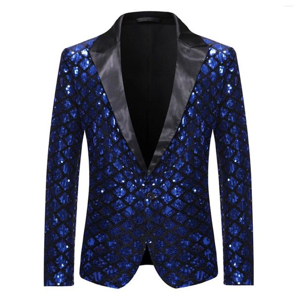 Costumes pour hommes Mode Glitter Paillettes Plaid Blazer Veste Hommes 2023 Brillant Slim Fit Un Bouton Robe Costume Mâle Fête De Mariage Costume De Scène